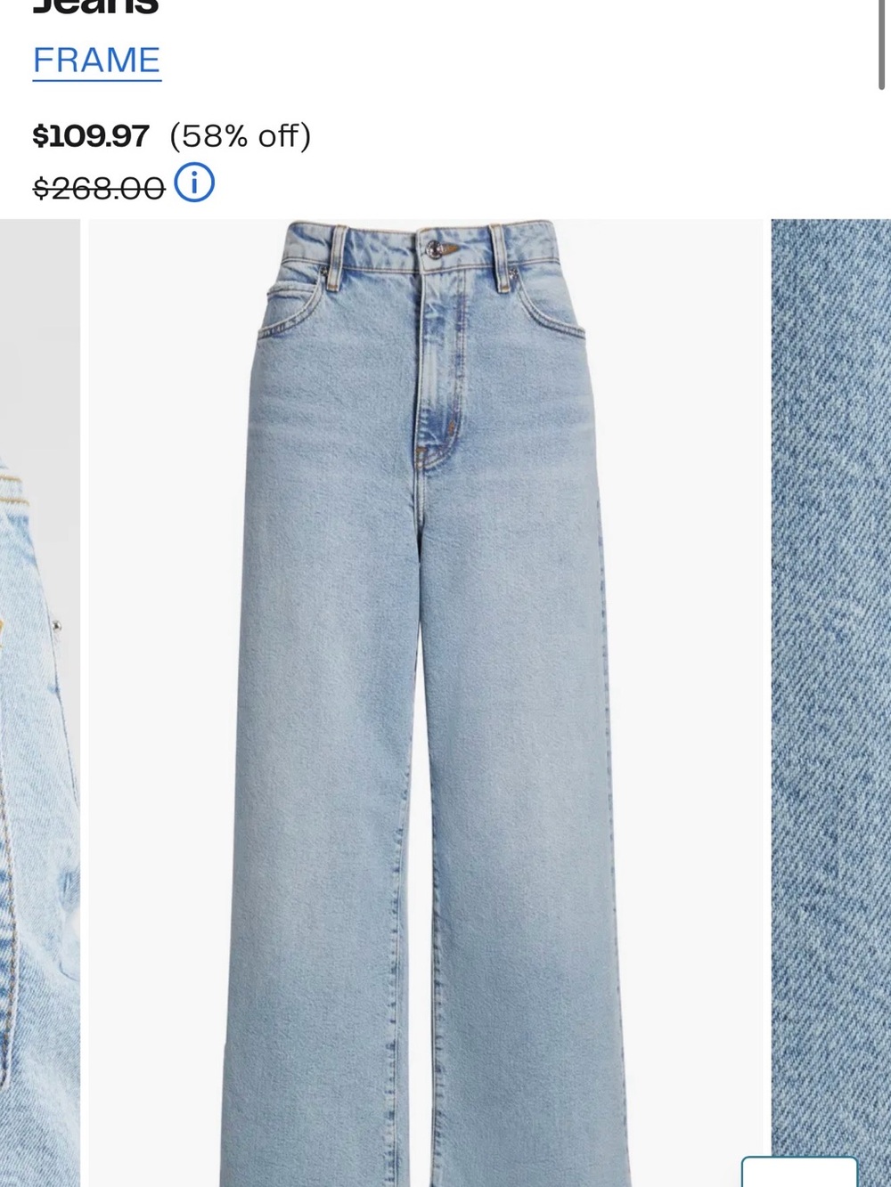 Frame Denim Pale Blue High-Rise Wide Leg Jeans
